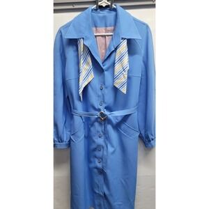 Vtg Roth le Cover California Button Down Belted trench coat Dress‎ Midi sz L